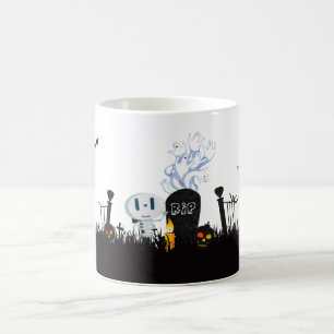 Halloween Graveyard Spooky Cute Skeleton & Spöken Kaffemugg