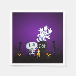 Halloween Graveyard Spooky Cute Skeleton & Spöken Pappersservett