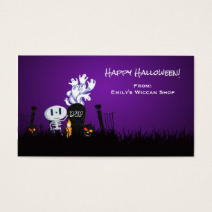 Halloween Graveyard Spooky Cute Skeleton & Spöken Visitkort