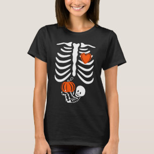 Halloween Gravid Announcement Skeleton med Bab T Shirt