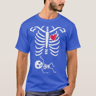 Halloween Gravid Costumes Gravida Skeleton  T Shirt