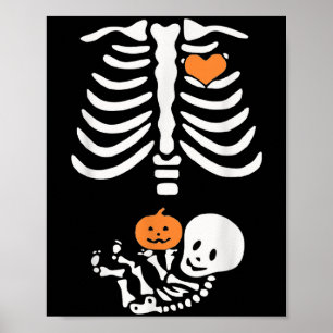 Halloween Gravid Skeleton Baby Hjärtat Graviditet Poster