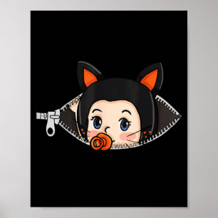 Halloween Graviditet T-shirt - Svarta Kattöron Beb Poster