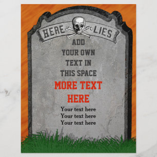 Halloween Gravsten Grav Skalle Korsben Reklamblad