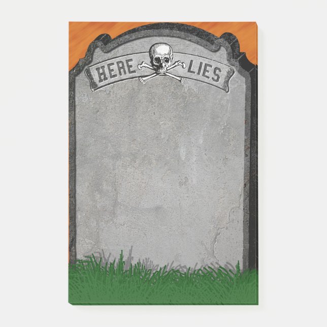 Halloween Gravsten Grave Skull Crossbone Post-it Block (Framsida)