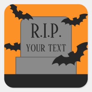 Halloween gravsten med svarta fladdermus-klistermä fyrkantigt klistermärke
