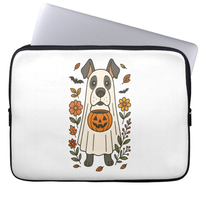 Halloween Great dane Flowers Laptop Fodral (Framsidan)