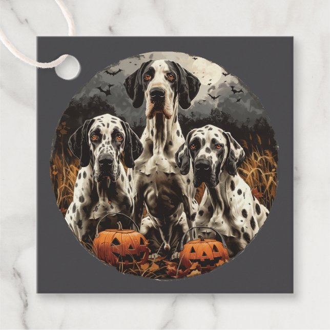 Halloween Great dane Hundar Jack o lantern Gåvor Etiketter (Framsida)