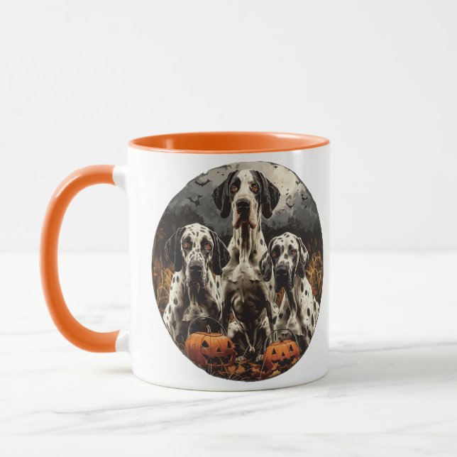Halloween Great dane Hundar Jack o lantern Mugg (Vänster)
