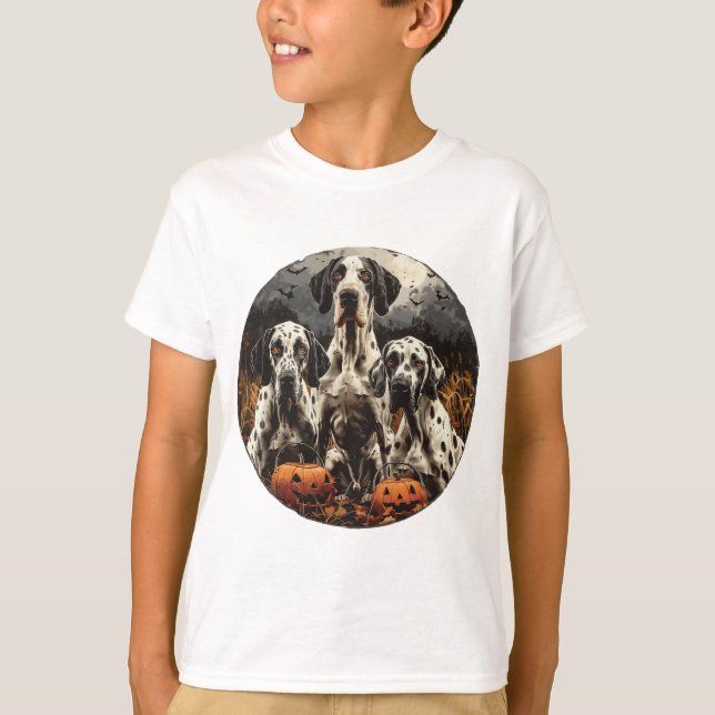 Halloween Great dane Hundar Jack o lantern T Shirt (Framsida)