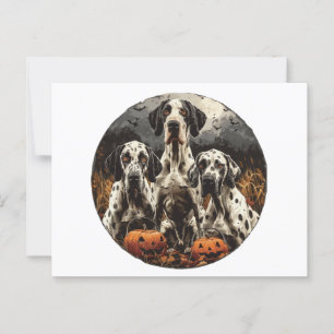 Halloween Great dane Hundar Jack o lantern Vykort
