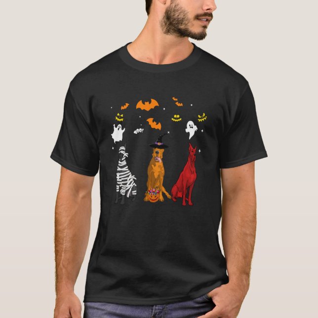 Halloween great dane Hundar Mummy Witch Demon Cost T Shirt (Framsida)