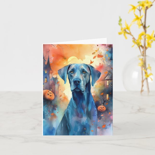Halloween Great dane med påssjuka Kort (Gul blomma)