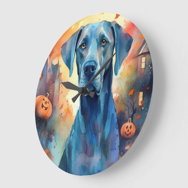 Halloween Great dane med påssjuka Stor Klocka (Vinkel)