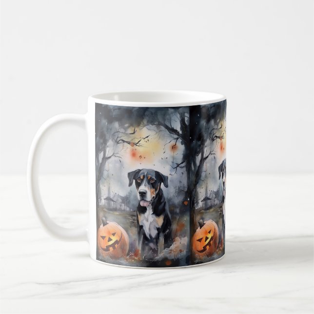 Halloween Greater Swiss Med Pumpor Skräck Kaffemugg (Vänster)
