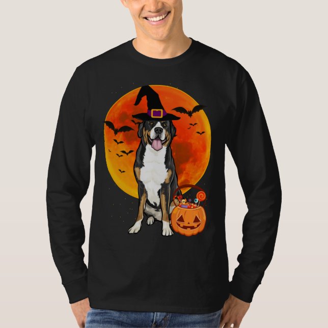 Halloween Greater Swiss Mountain Dog Jack O Lanter T Shirt (Framsida)