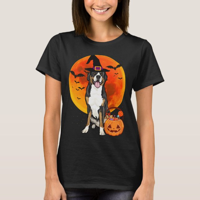 Halloween Greater Swiss Mountain Dog Jack O Lanter T Shirt (Framsida)