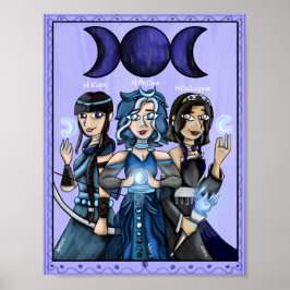 Halloween Greek Mythology Moon Goddesses Art Print Poster