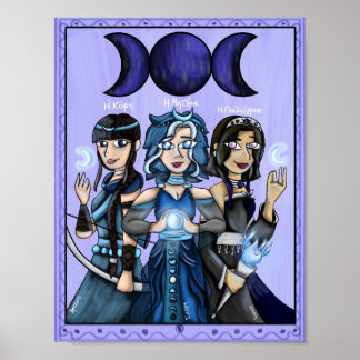 Halloween Greek Mythology Moon Goddesses Art Print Poster