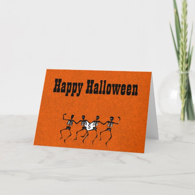 Halloween Greeting Card with Dancing Skull's Kort (Framsida)
