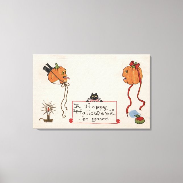 Halloween Greeting & Mrs Jack-O-Lantern Canvastryck (Framsida)