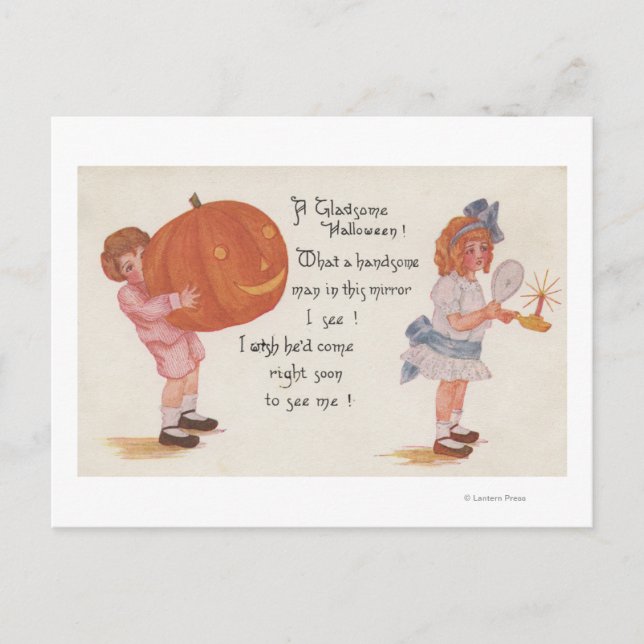 Halloween GreetingA Gladsome Halloween Vykort (Framsida)