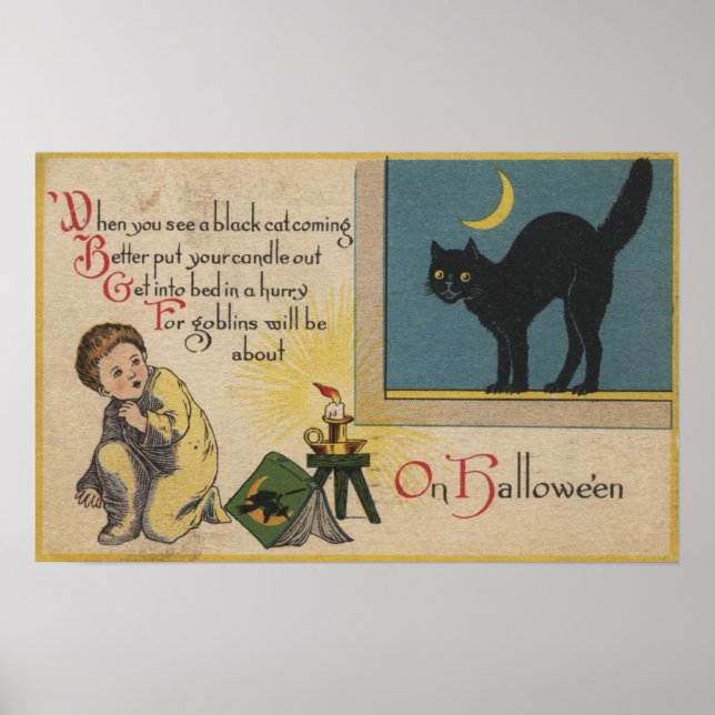 Halloween GreetingBlack Cat Poster (Framsidan)