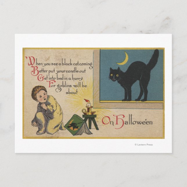 Halloween GreetingBlack Cat Vykort (Framsida)