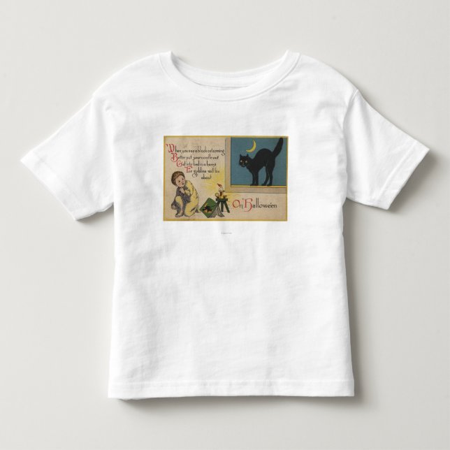 Halloween GreetingBlack katt Tee Shirt (Framsida)