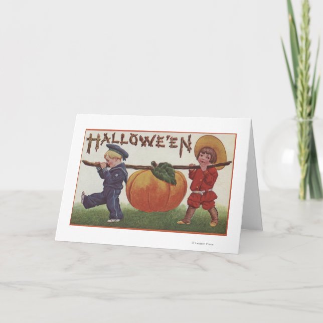 Halloween GreetingCarrying pumpa Kort (Framsida)