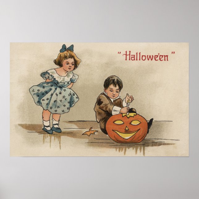 Halloween GreetingCarving Pumpkin Poster (Framsidan)