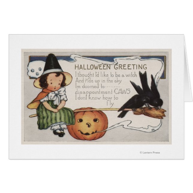 Halloween GreetingCrows Hälsningskort (Framsidan Horizontal)