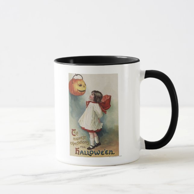 Halloween GreetingGirl in Red and White Mugg (Höger)