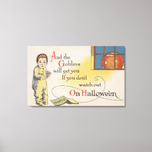 Halloween GreetingGoblin i fönster Canvastryck