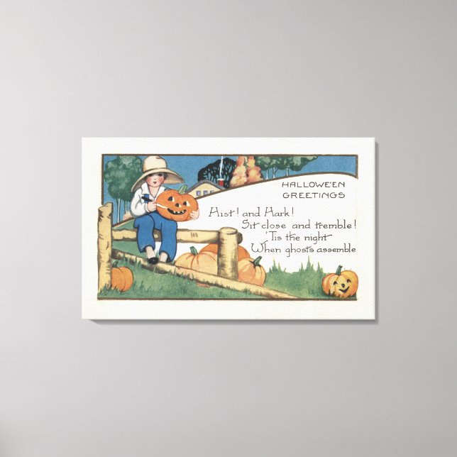 Halloween GreetingHist och Hark Canvastryck (Framsida)