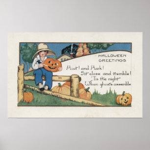 Halloween GreetingHist och Hark Poster
