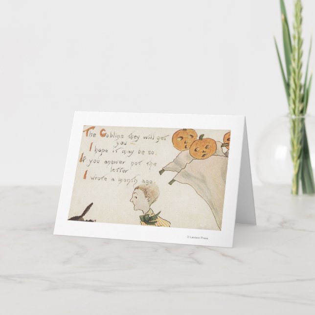 Halloween GreetingJack-NOLLA-Lykta spöken Kort (Framsida)