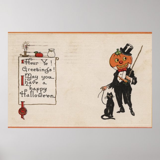 Halloween GreetingJack-O-Lantern i Tux Poster (Framsidan)