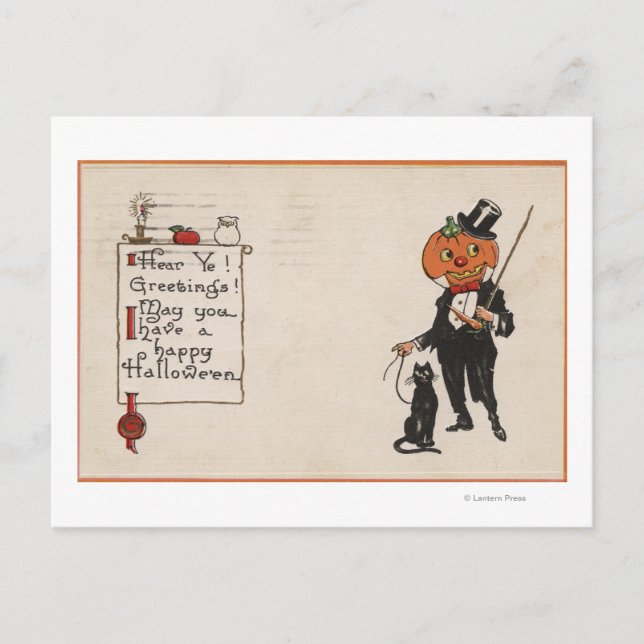 Halloween GreetingJack-O-Lantern i Tux Vykort (Framsida)