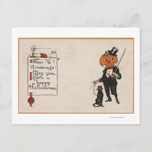 Halloween GreetingJack-O-Lantern i Tux Vykort
