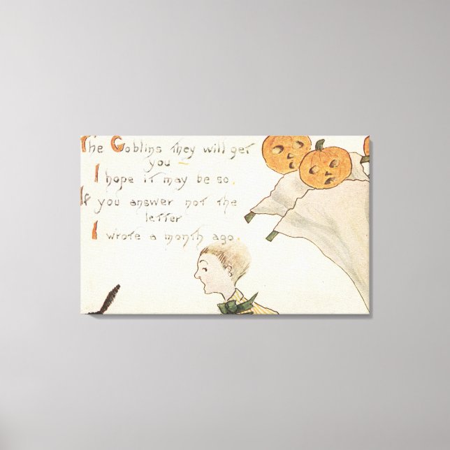 Halloween GreetingJack-O-Lantern Spöken Canvastryck (Framsida)