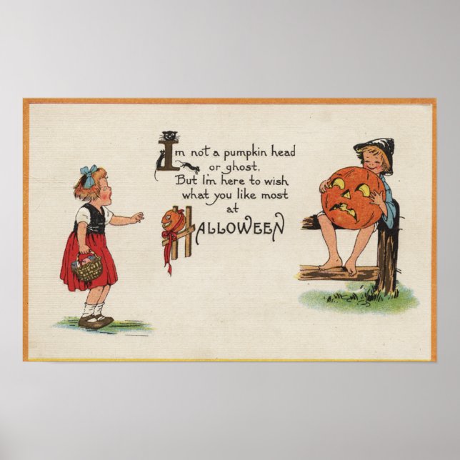 Halloween GreetingKid på stängslet Poster (Framsidan)