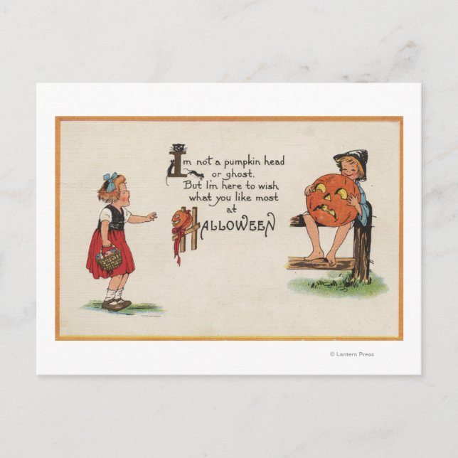 Halloween GreetingKid på stängslet Vykort (Framsida)