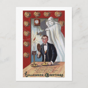Halloween GreetingMan och Ghost Vykort