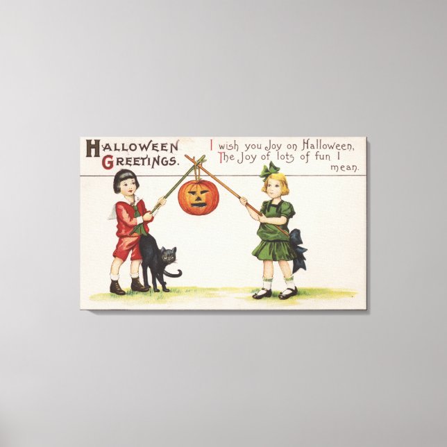 Halloween GreetingPumpkin på Stick Canvastryck (Framsida)