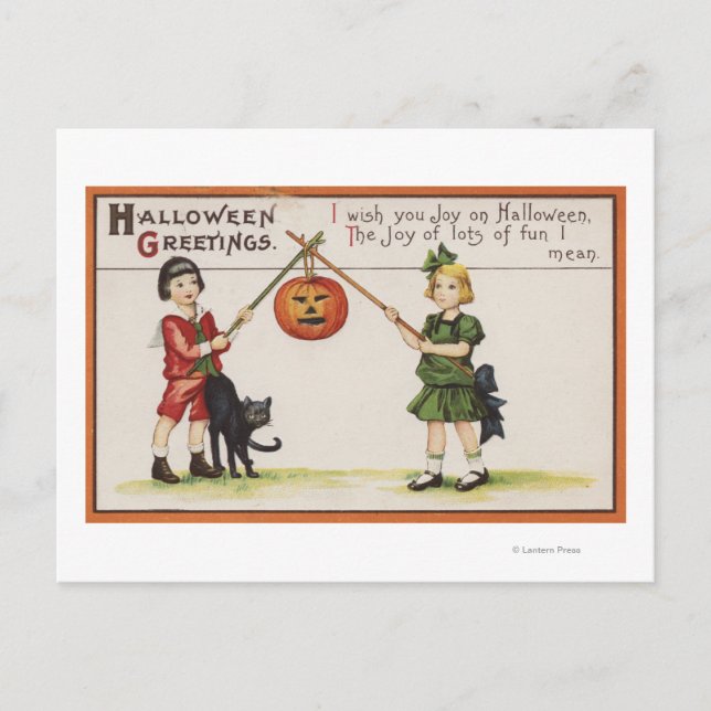 Halloween GreetingPumpkin på Stick Vykort (Framsida)