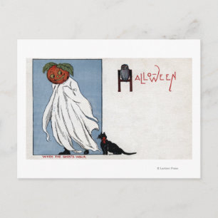 Halloween GreetingPumpkin under Lakan Vykort