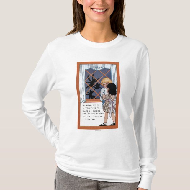 Halloween GreetingSpiders på fönstret T Shirt (Framsida)