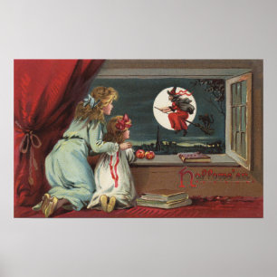 Halloween GreetingWitch från fönstret Poster