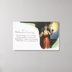 Halloween GreetingWoman med stearinljuset Canvastryck